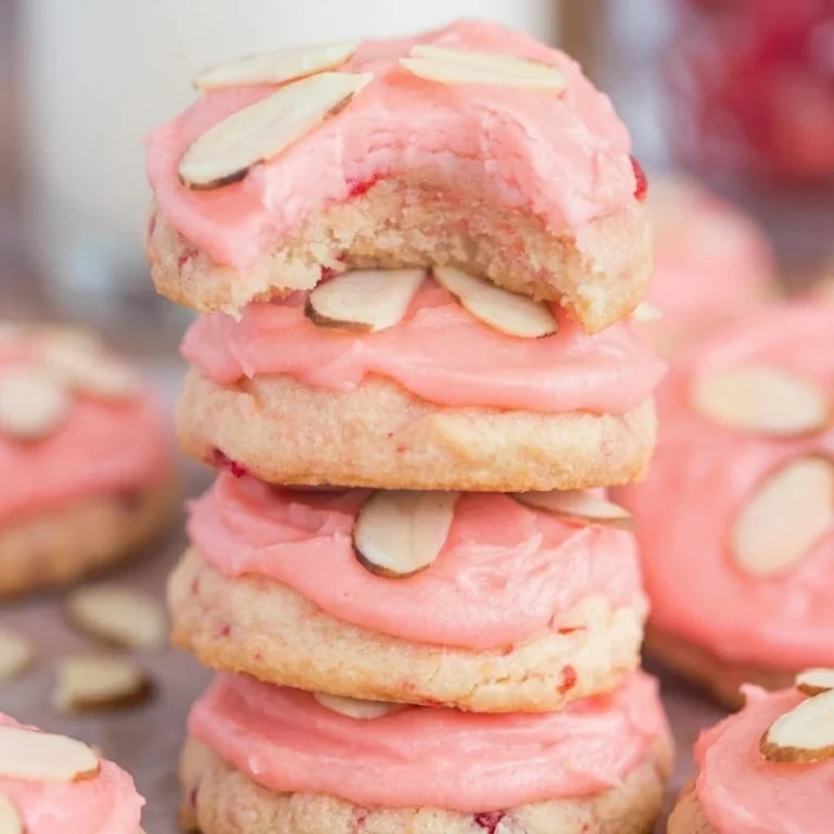 almond cherry cookies recipe laid out including flour, maraschino cherries, and almond extract amish style