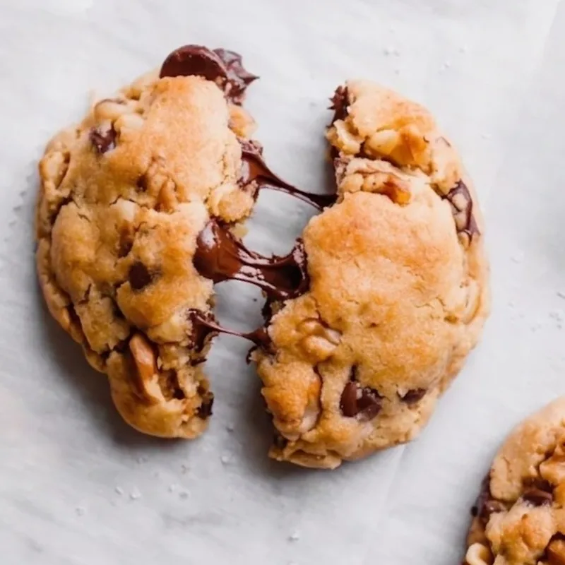 chocolate chip cookies cut in half