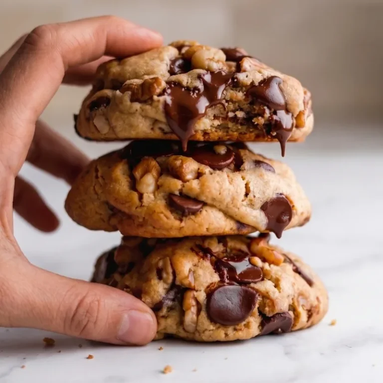 chocolate chip cookies recipe featuring giant thick cookies with melted chocolate